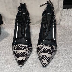 L.A.M.B. Boston Black and White Heels